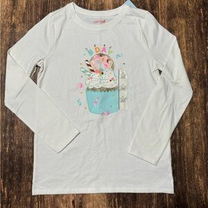 Cat & Jack White Kids Long Sleeve Birthday Shirt size 10/12
